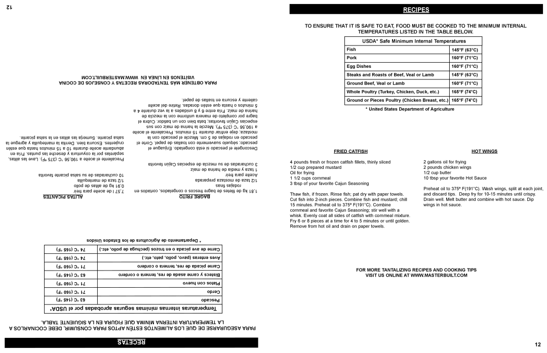 Masterbuilt 20010210 COM.MASTERBUILT.WWW EN Línea EN Visítenos, Cocina DE Consejos Y Recetas Tentadoras MÁS Obtener Para 