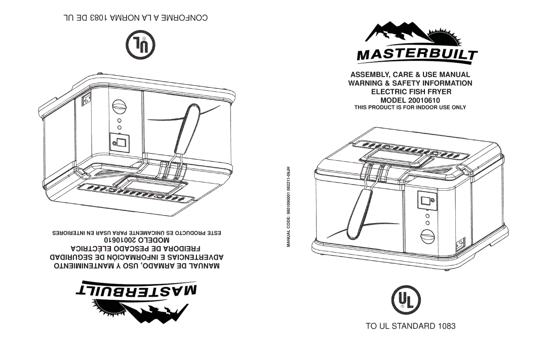 Masterbuilt 20010610 manual To UL Standard 