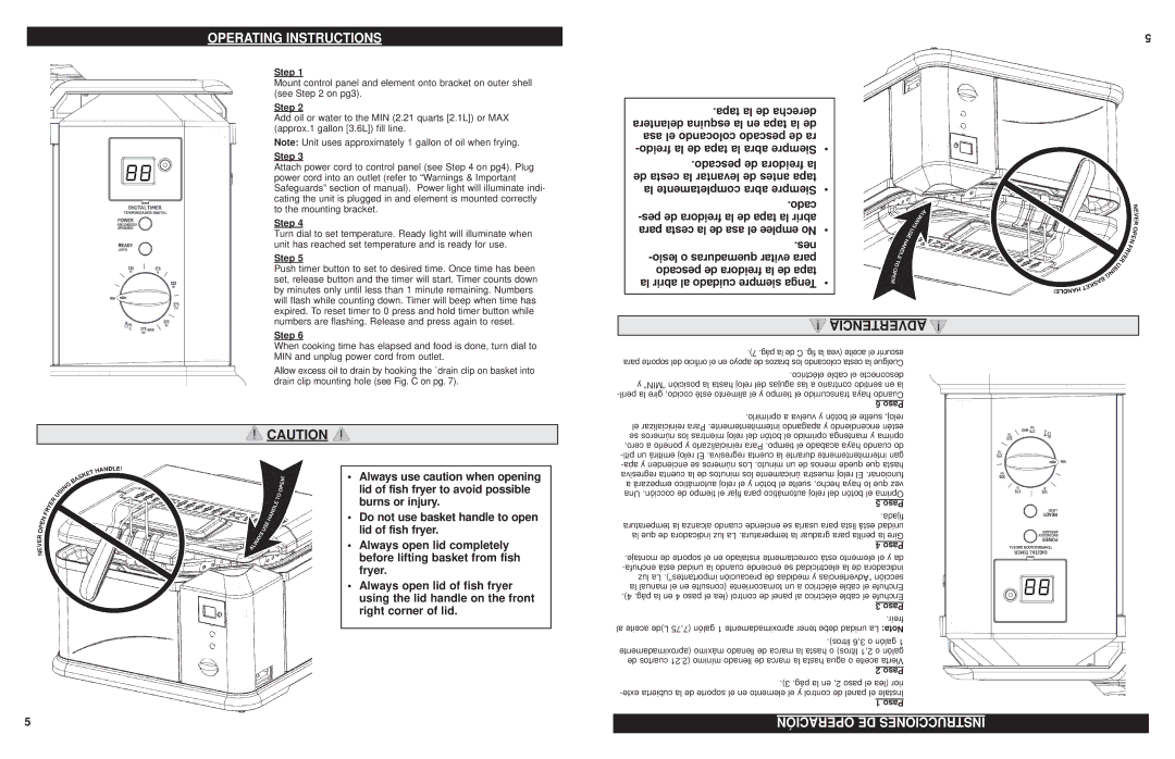 Masterbuilt 20010610 manual Operating Instructions, Operación DE Instrucciones 