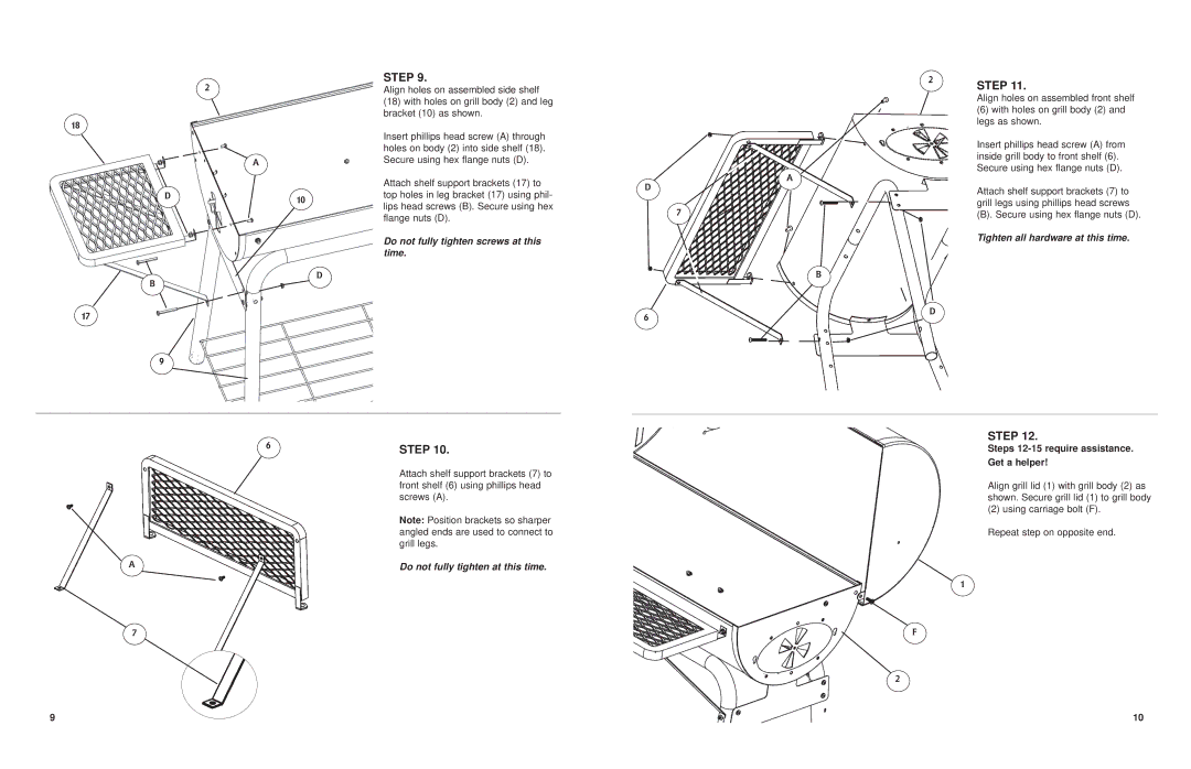 Masterbuilt 20043111, 20043011 manual Tighten all hardware at this time 