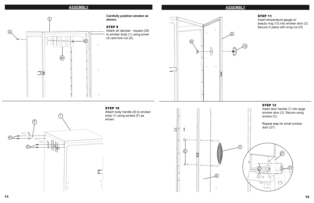 Masterbuilt 20050412 manual Carefully position smoker as 