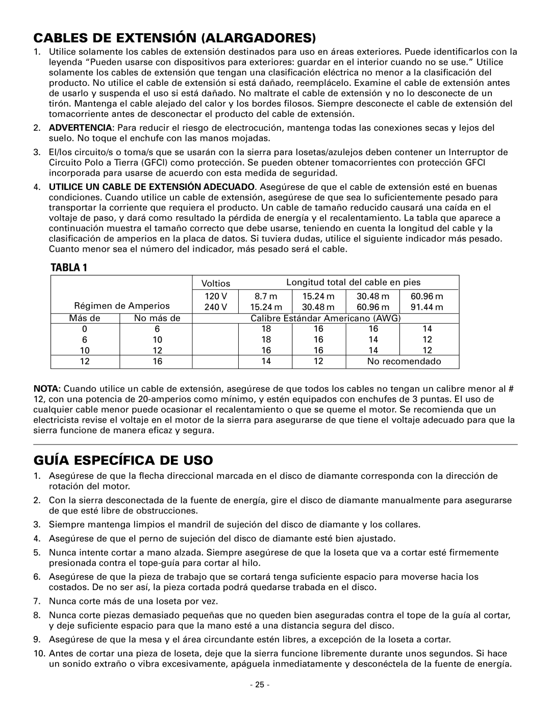 Masterbuilt 60089 owner manual Cables DE Extensión Alargadores, Guía Específica DE USO 