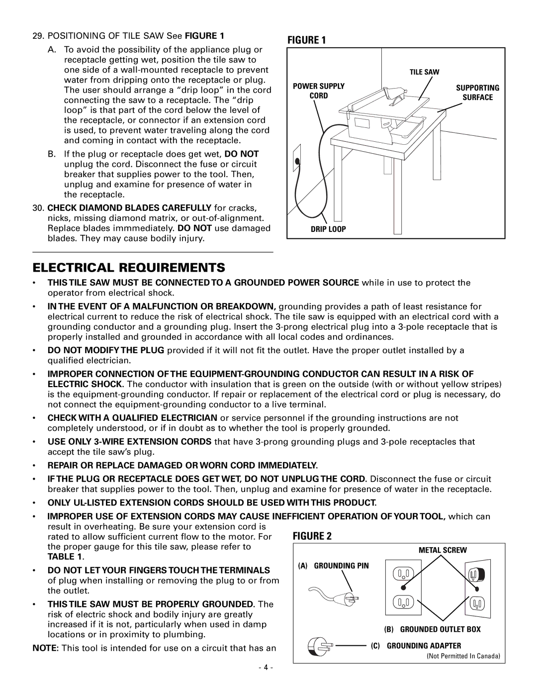 Masterbuilt 60089 owner manual Electrical Requirements, Repair or Replace Damaged or Worn Cord Immediately 