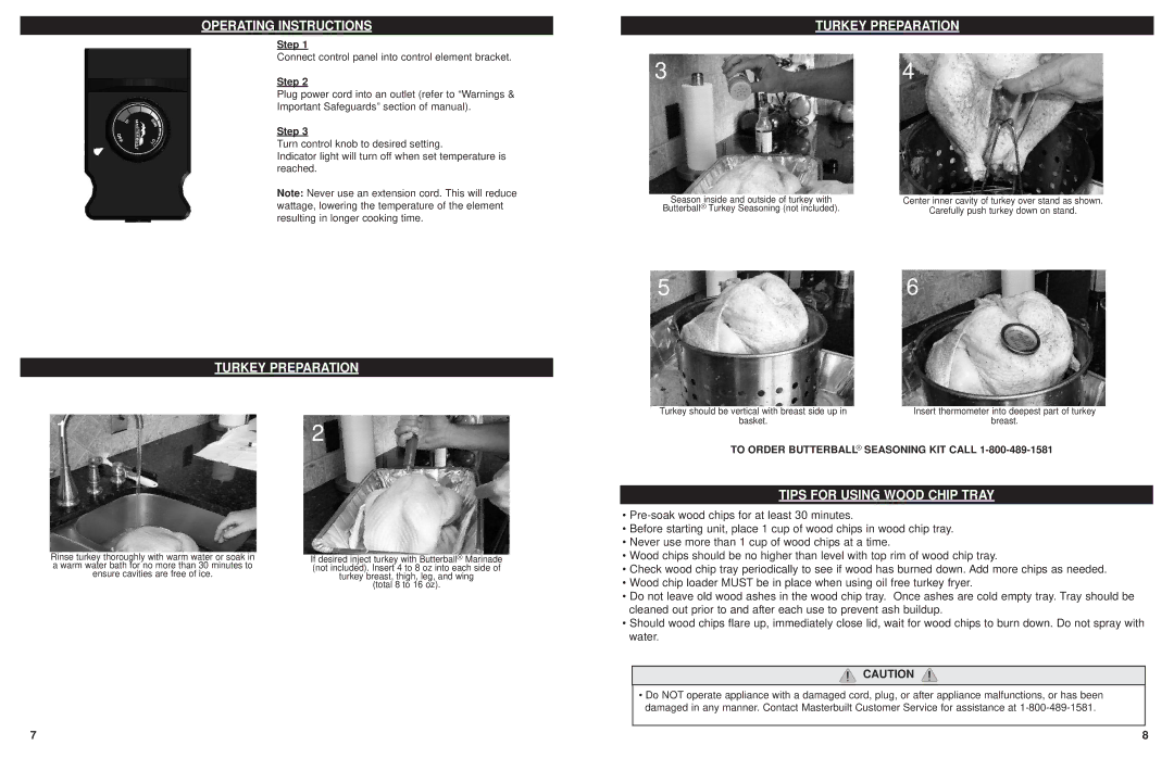 Masterbuilt 9010090017090317, 20100809 Operating Instructions, Turkey Preparation, Tips for Using Wood Chip Tray 