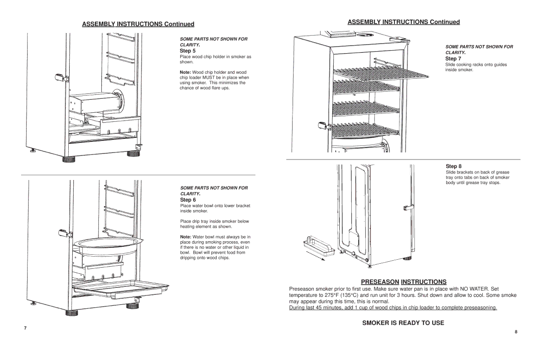 Masterbuilt 9807090004100709-04JH, 20070910 manual Preseason Instructions, Smoker is Ready to USE 