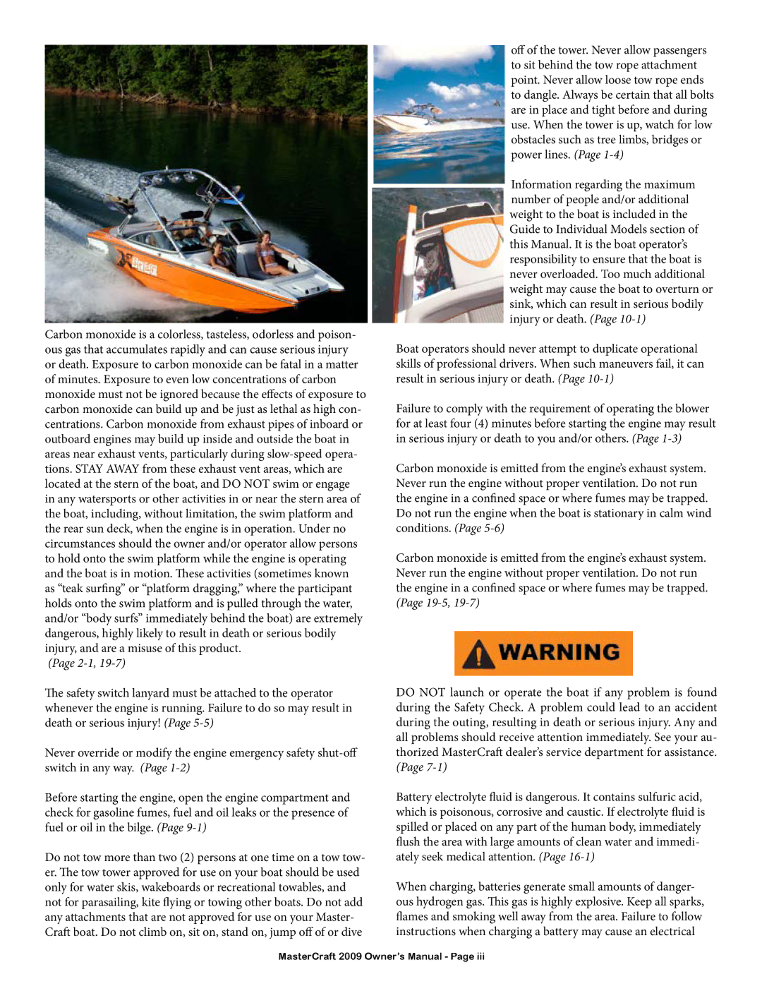 MasterCraft 2009 MariStar X-Series owner manual 2-1 