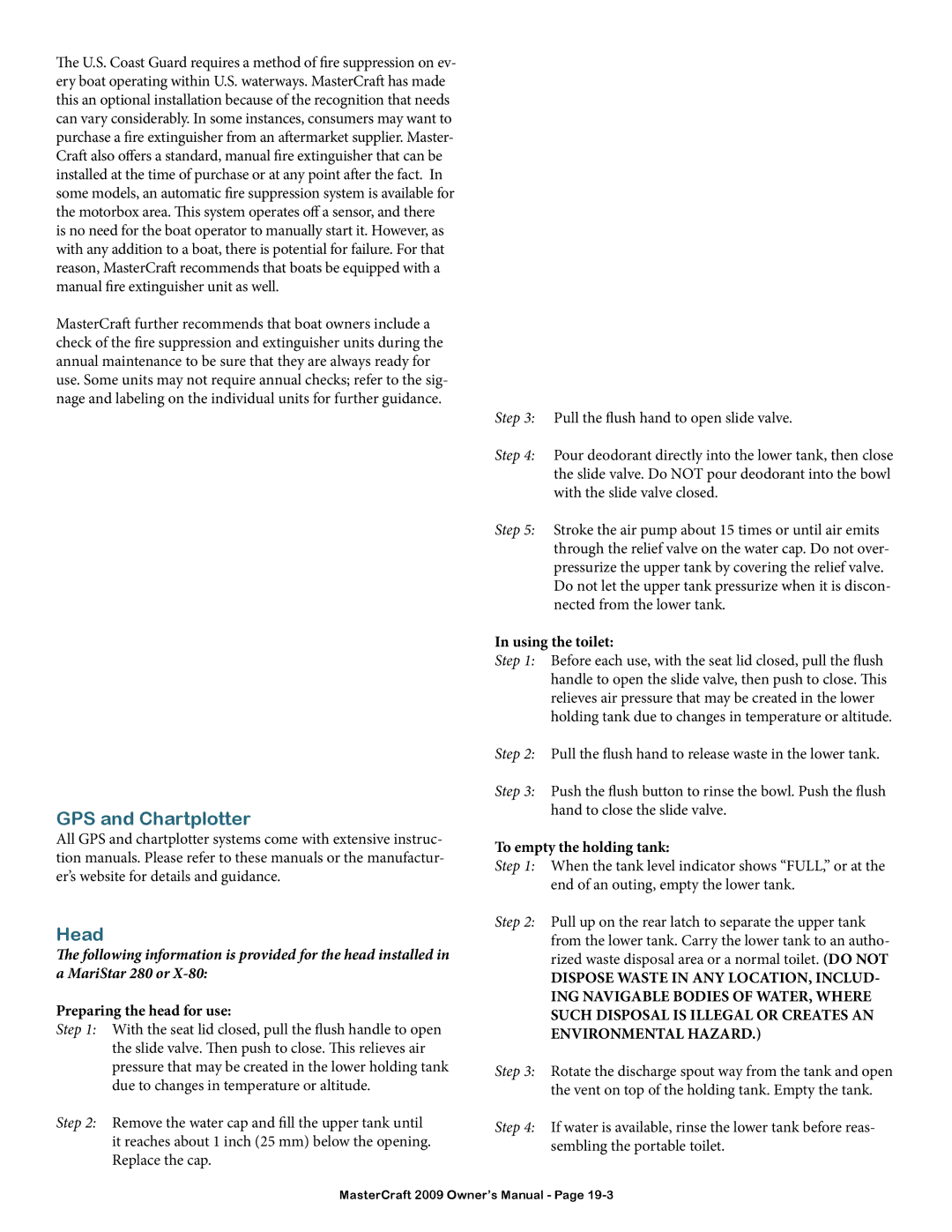 MasterCraft 2009 MariStar X-Series owner manual GPS and Chartplotter, Head 