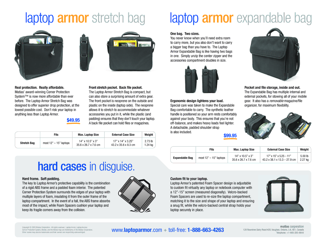 Matias Laptop Armor Stretch Bag manual One bag. Two sizes, Front stretch pocket. Back file pocket 