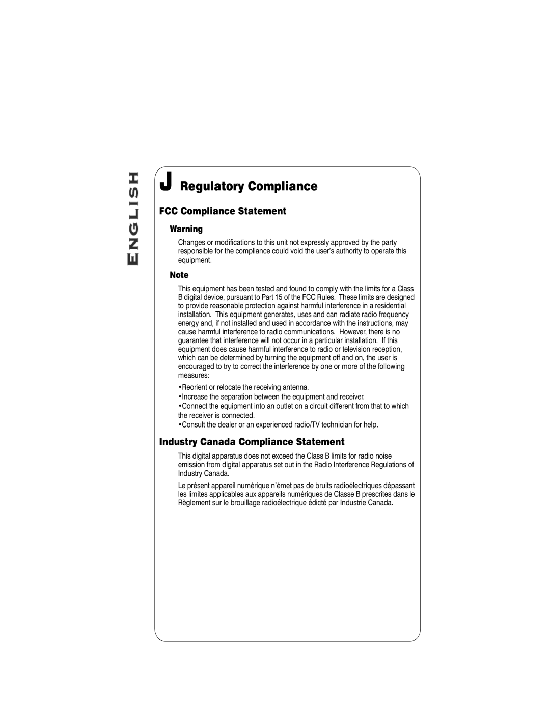 Matrox Electronic Systems 10574-MT-0102 manual J Regulatory Compliance, FCC Compliance Statement 