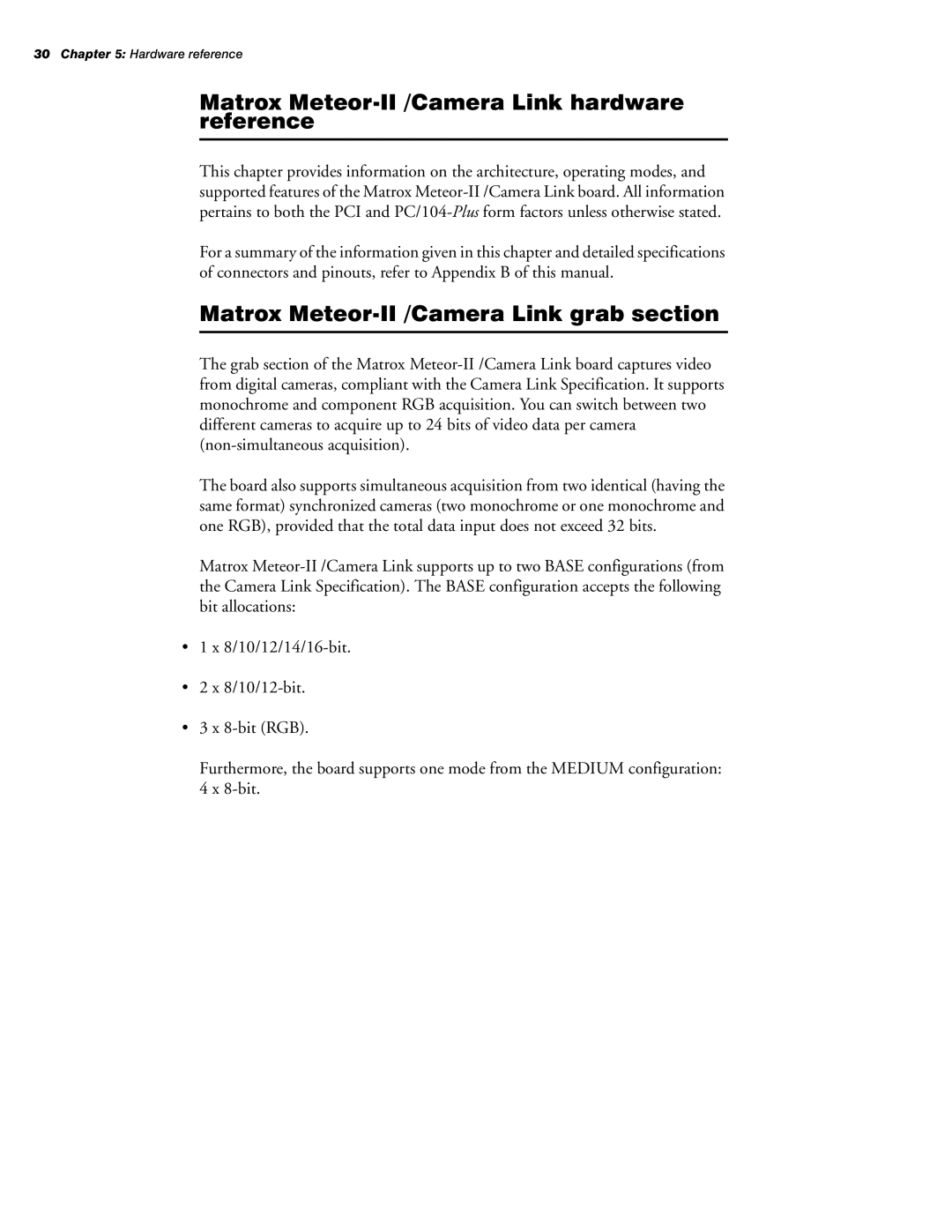 Matrox Electronic Systems 10760-101-0200 manual Matrox Meteor-II /Camera Link hardware reference 