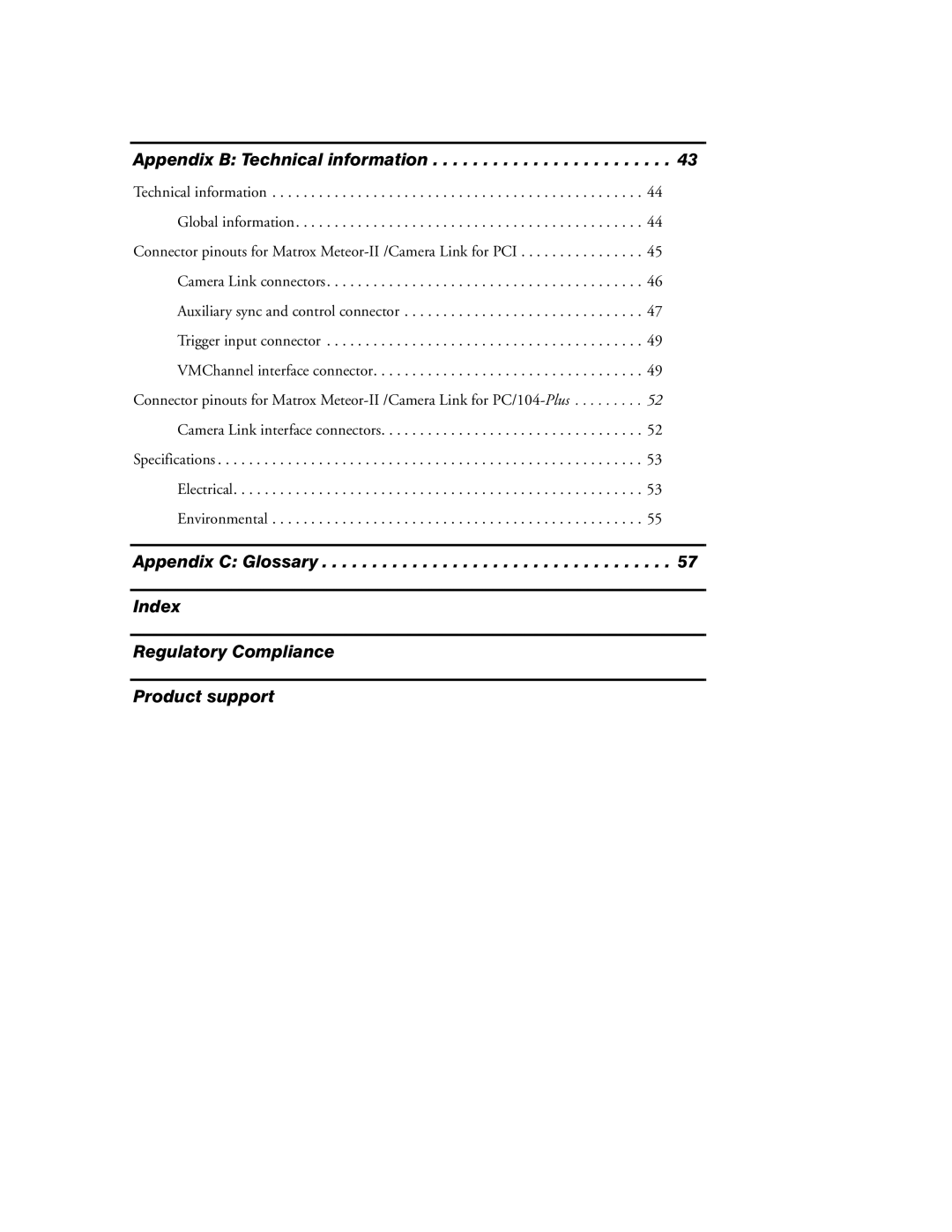 Matrox Electronic Systems 10760-101-0200 manual Appendix B Technical information 