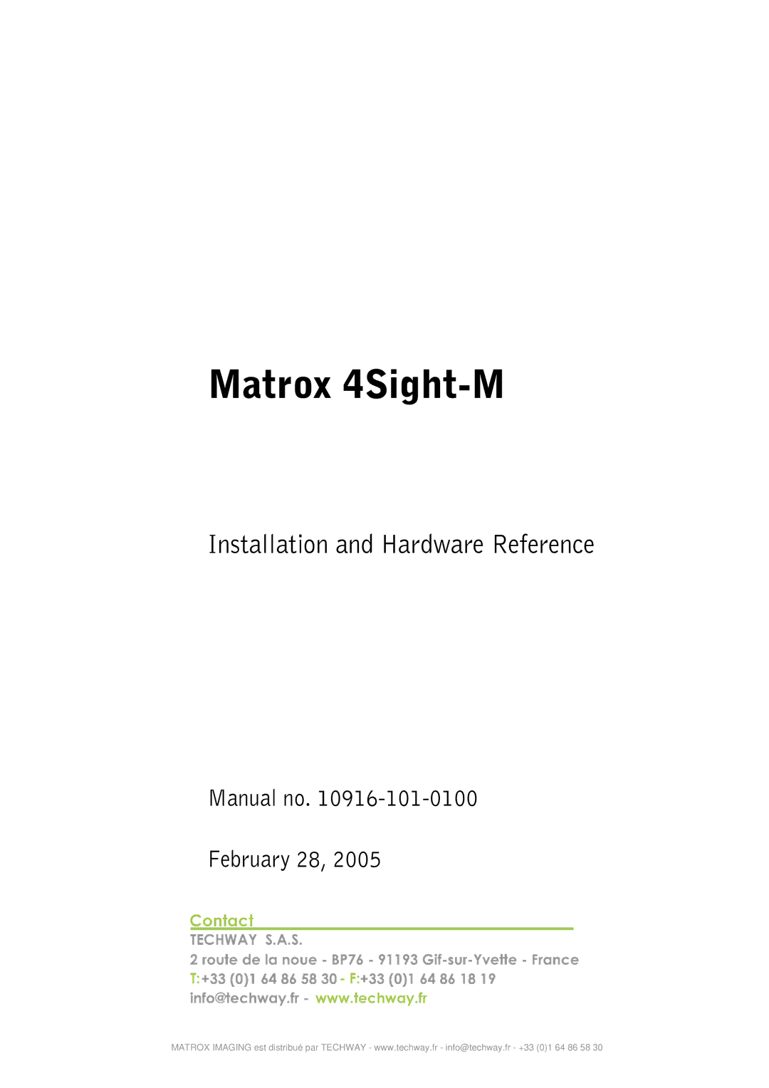 Matrox Electronic Systems 4SIGHT-M manual Matrox 4Sight-M 