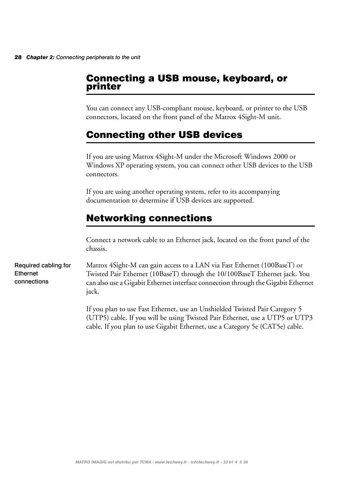 Matrox Electronic Systems 4SIGHT-M manual Connecting a USB mouse, keyboard, or printer, Connecting other USB devices 