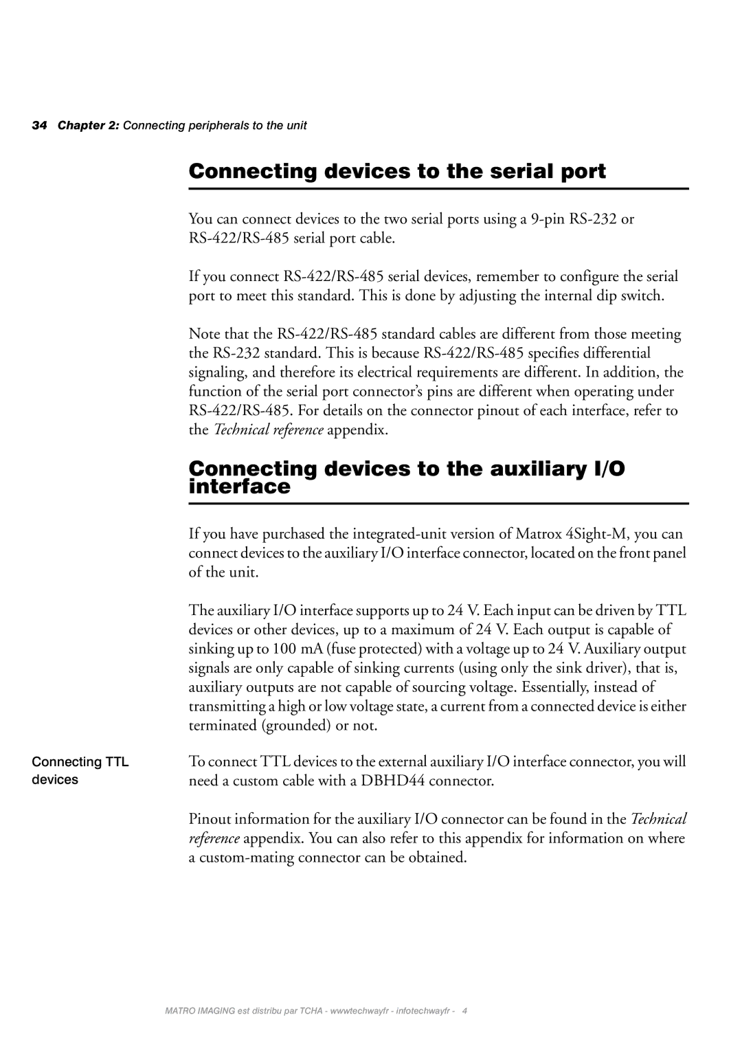 Matrox Electronic Systems 4SIGHT-M manual Connecting devices to the serial port 