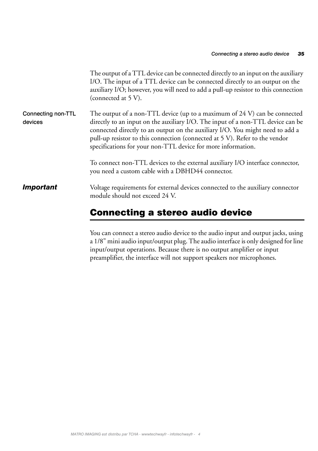 Matrox Electronic Systems 4SIGHT-M manual Connecting a stereo audio device 