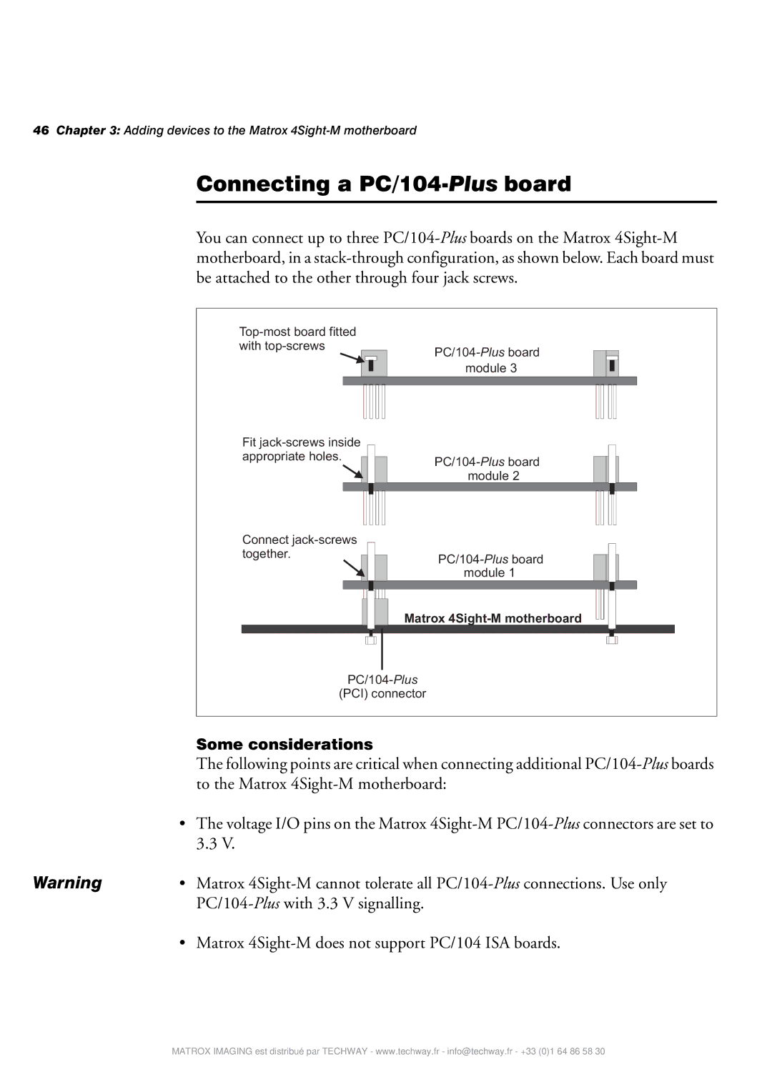 Matrox Electronic Systems 4SIGHT-M manual Connecting a PC/104-Plusboard 