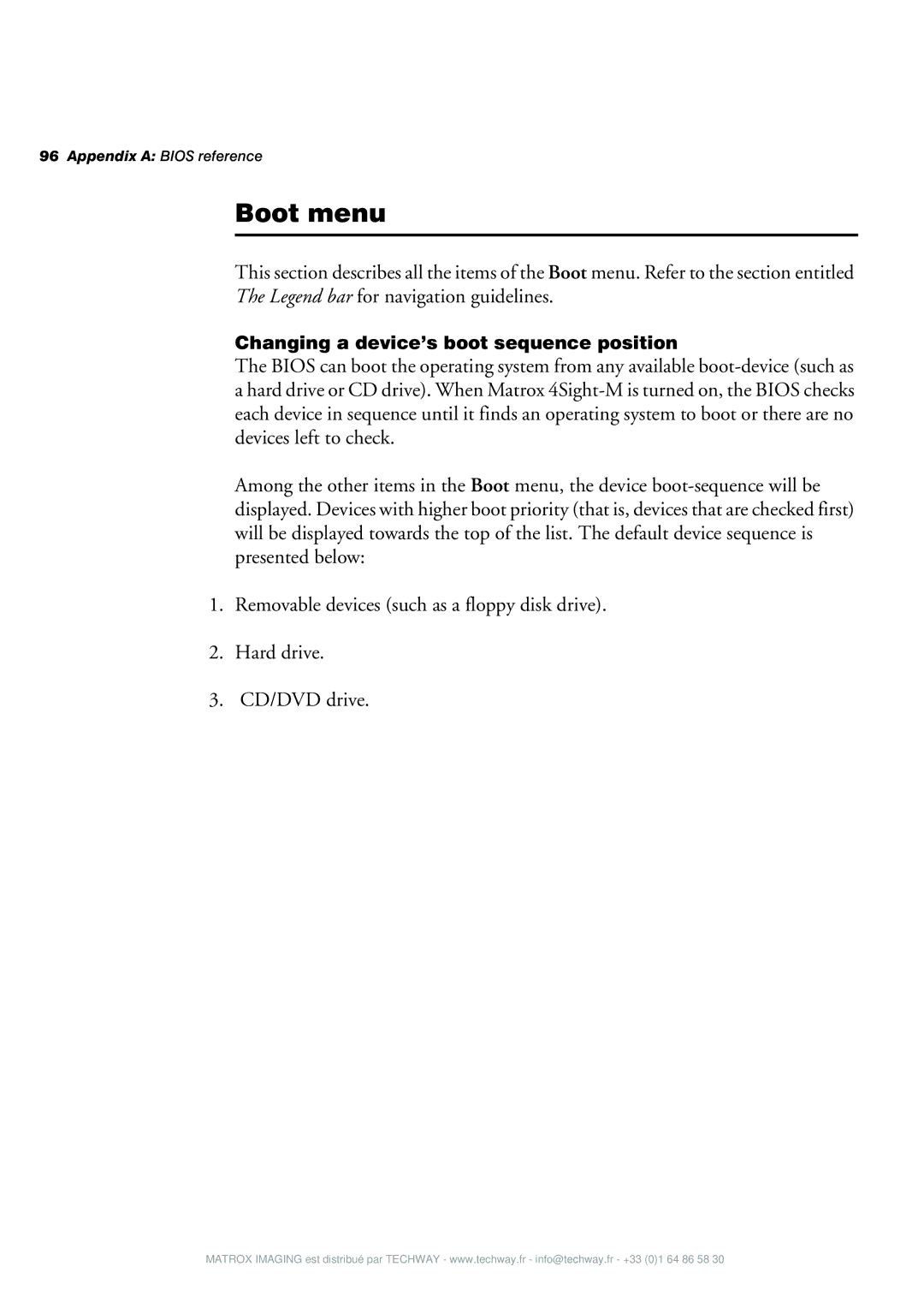 Matrox Electronic Systems 4SIGHT-M manual Boot menu 