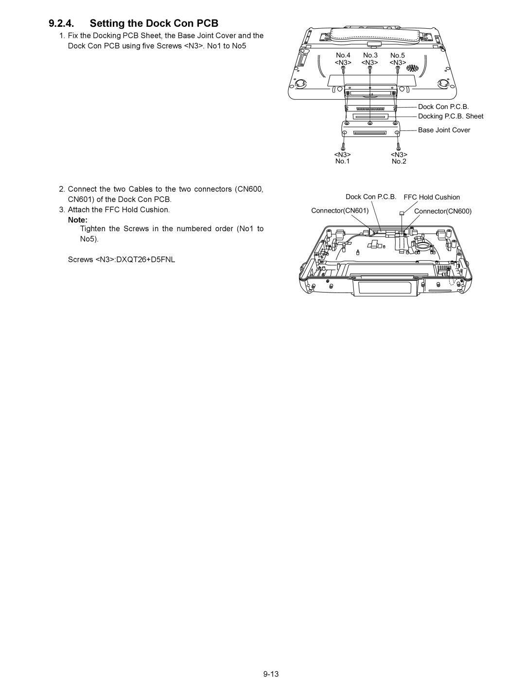 Matsushita CF-08TX1A1M manual Setting the Dock Con PCB 