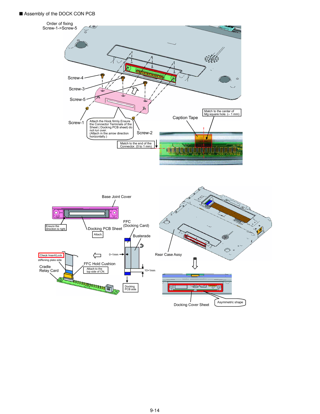Matsushita CF-08TX1A1M manual Assembly of the Dock CON PCB 