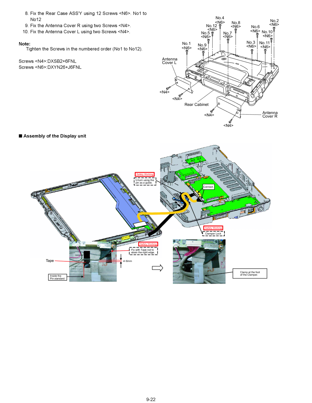 Matsushita CF-08TX1A1M manual Assembly of the Display unit 