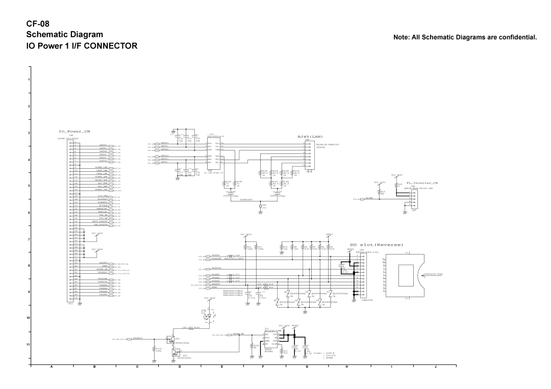 Matsushita CF-08TX1A1M manual CF-08 Schematic Diagram IO Power 1 I/F Connector, RJ45LAN 