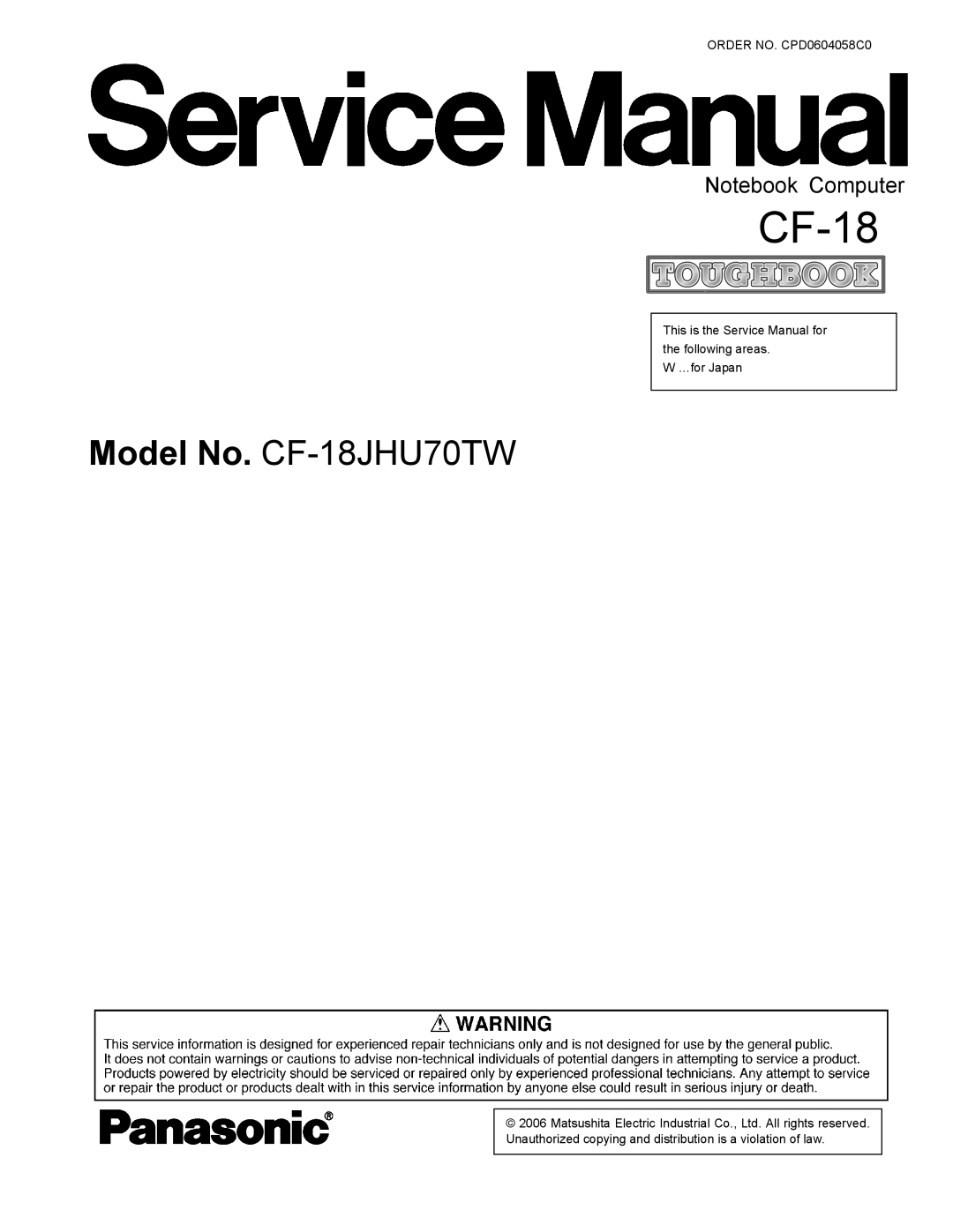 Matsushita CF-18JHU70TW service manual 