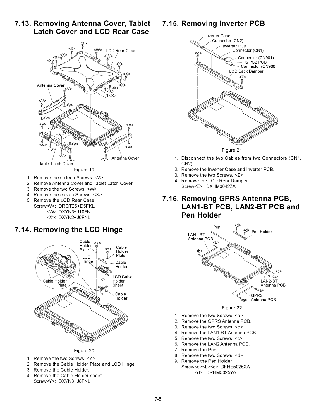 Matsushita CF-18JHU70TW service manual Removing the LCD Hinge, DXYN2+J6FNL 