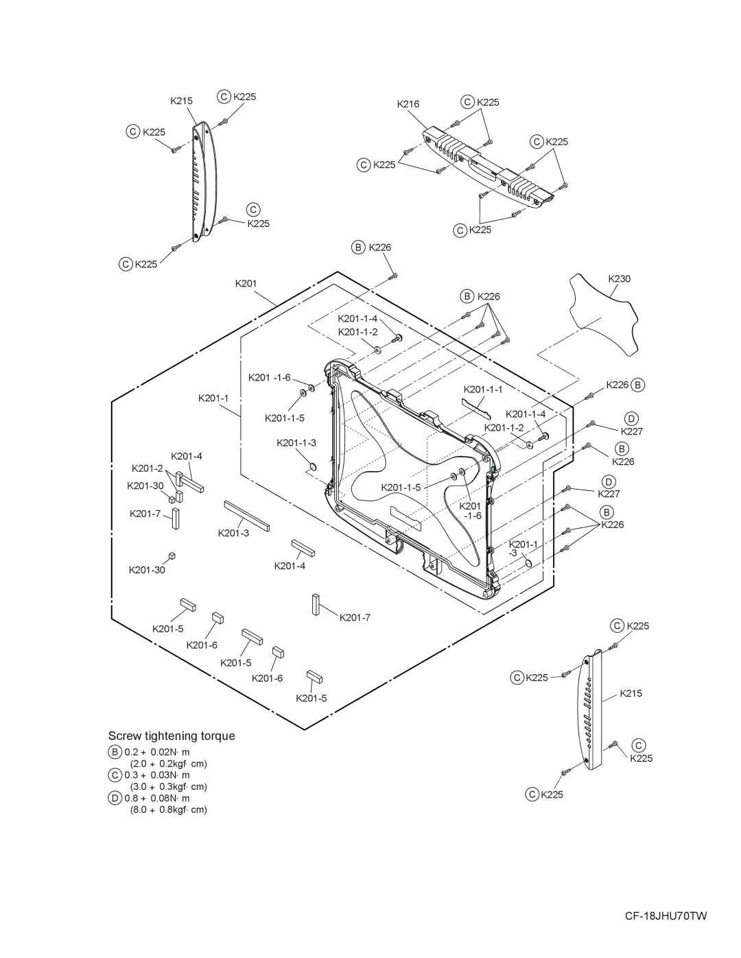 Matsushita CF-18JHU70TW service manual Screw tightening torque 