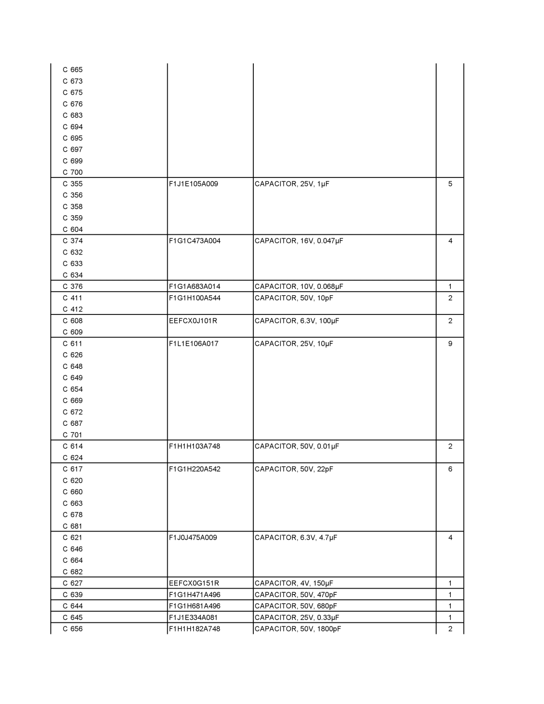 Matsushita CF-18JHU80TW service manual EEFCX0J101R, EEFCX0G151R 