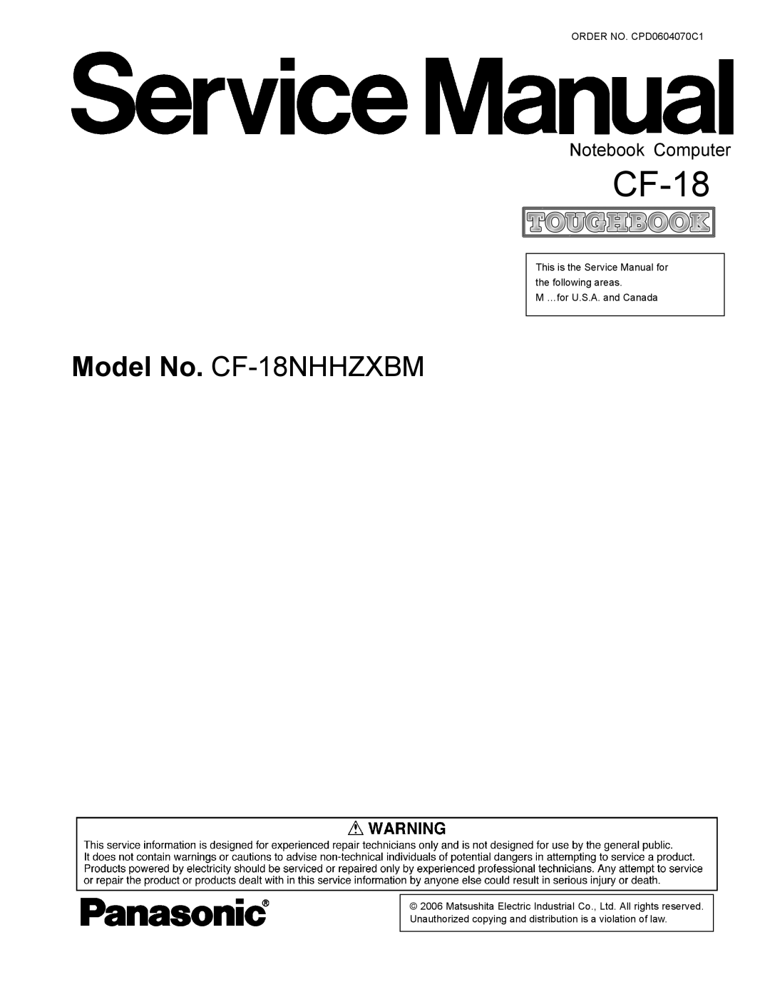 Matsushita CF-18NHHZXBM service manual 