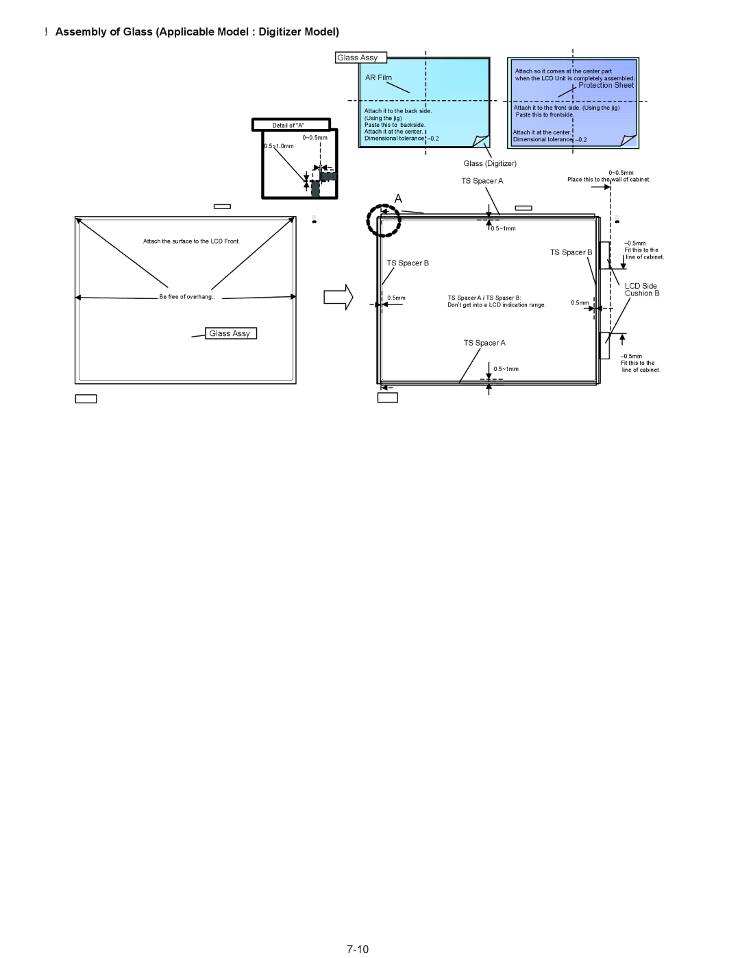 Matsushita CF-18NHHZXBM service manual Assembly of Glass Applicable Model Digitizer Model, Glass Assy 