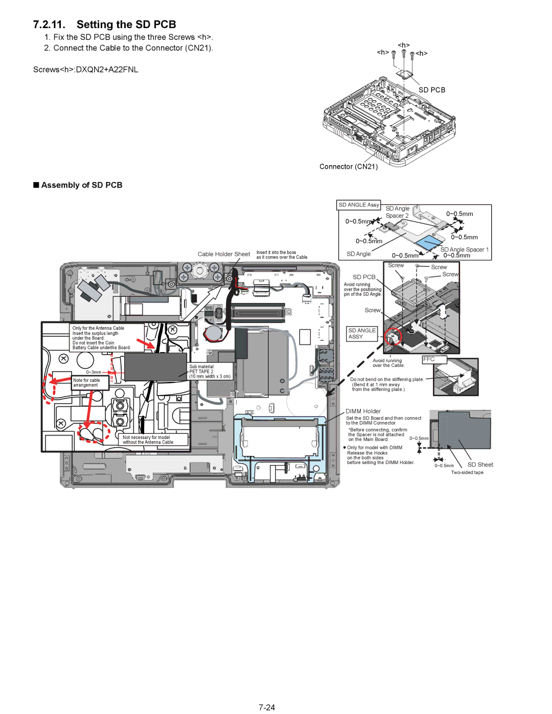 Matsushita CF-18NHHZXBM service manual Setting the SD PCB, Assembly of SD PCB 