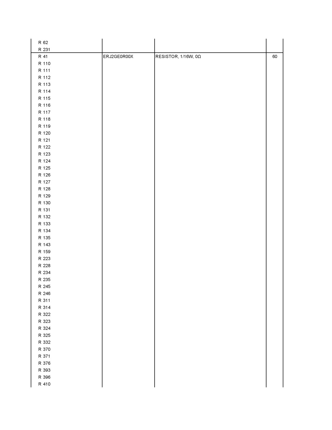 Matsushita CF-18NHHZXBM service manual ERJ2GE0R00X RESISTOR, 1/16W, 0Ω 