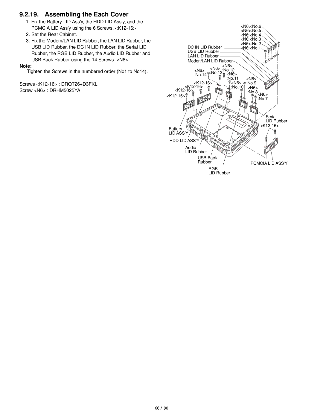 Matsushita CF-19FHGAX service manual Assembling the Each Cover 