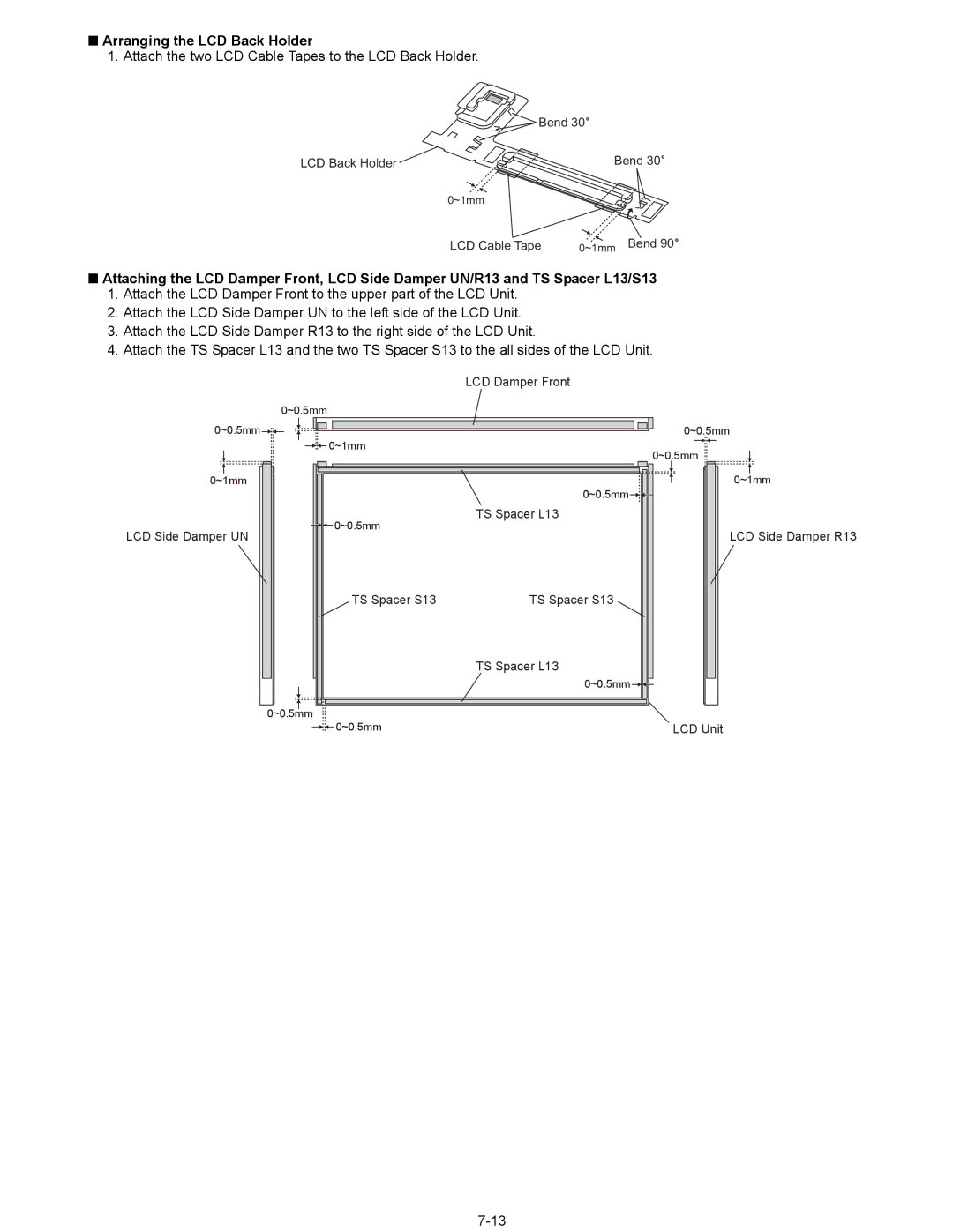 Matsushita CF-29N3LGZBM manual Arranging the LCD Back Holder 