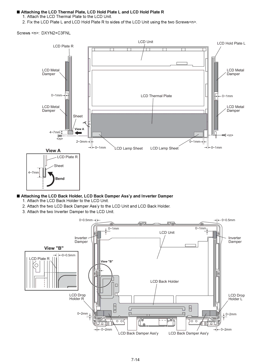 Matsushita CF-29N3LGZBM manual LCD Unit LCD Hold Plate L LCD Plate R LCD Metal Damper 