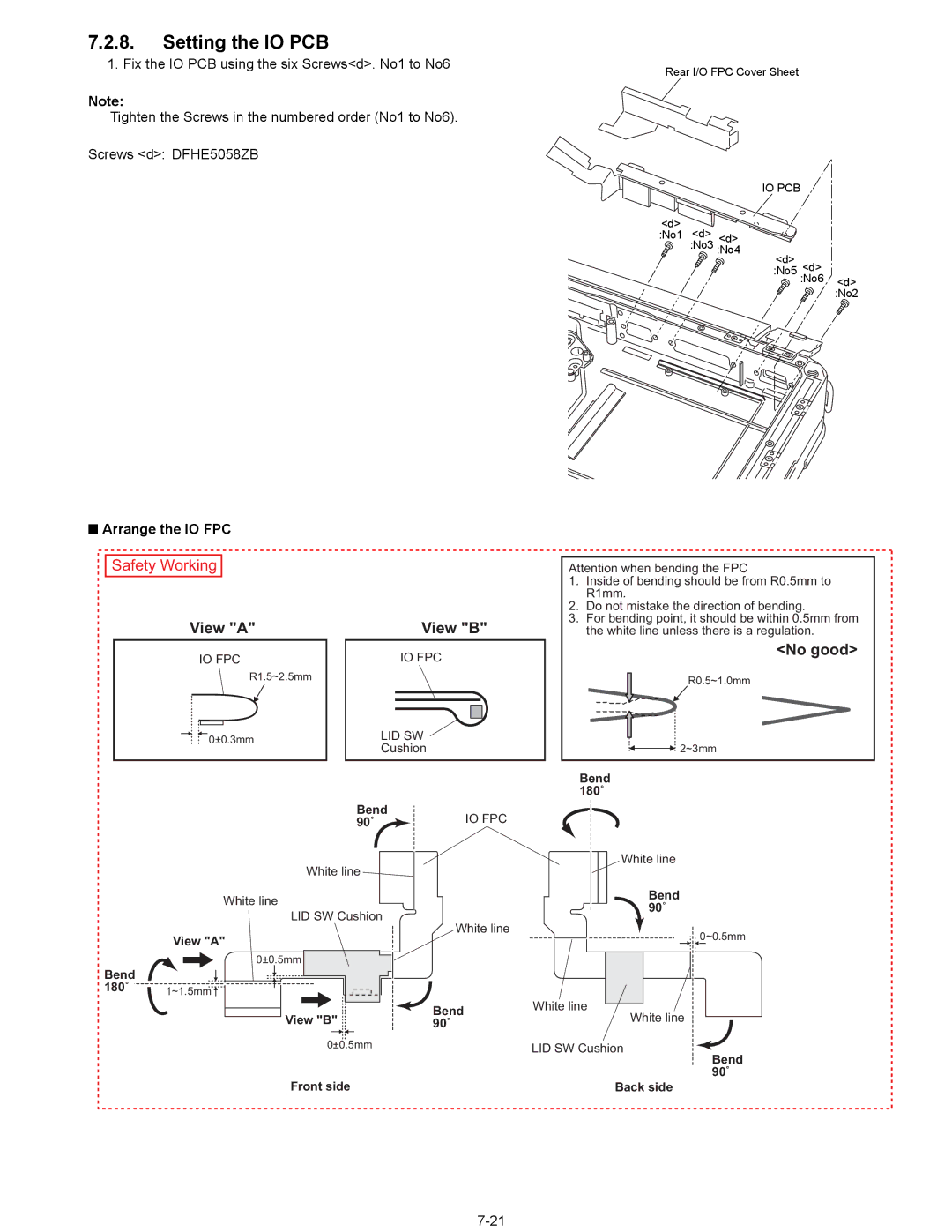 Matsushita CF-29N3LGZBM manual Setting the IO PCB, Arrange the IO FPC, Io Fpc Lid Sw 