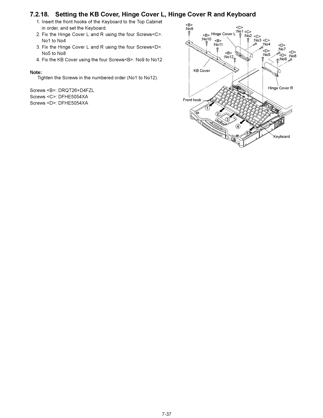 Matsushita CF-29N3LGZBM manual Hinge Cover L No2 C No10 B No3 C No11 No4 No7 No5 