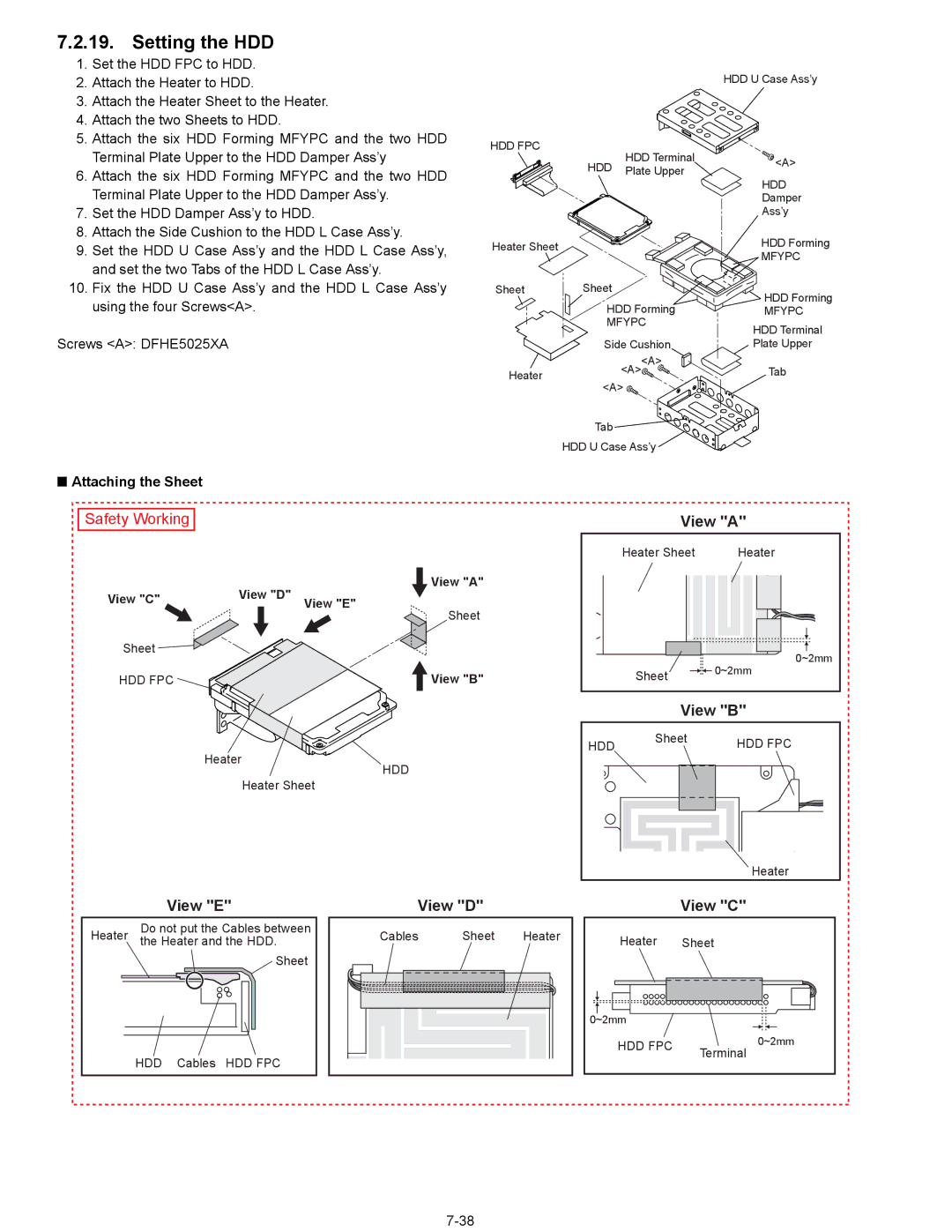 Matsushita CF-29N3LGZBM manual Setting the HDD, Attaching the Sheet 