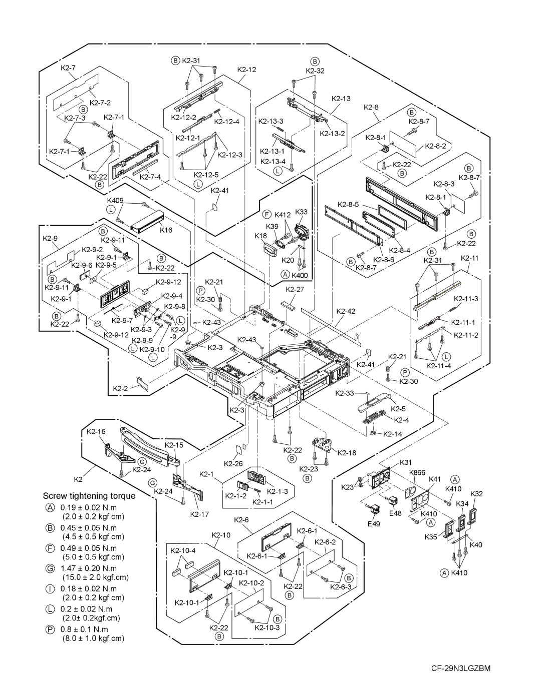 Matsushita CF-29N3LGZBM manual 19 ± 0.02 N.m 