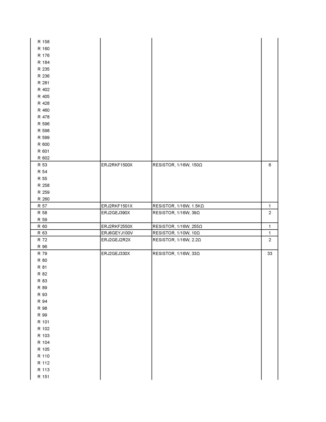 Matsushita CF-29N3LGZBM ERJ2RKF1500X, ERJ2RKF1501X, ERJ2GEJ390X, ERJ2RKF2550X, ERJ6GEYJ100V, ERJ2GEJ2R2X, ERJ2GEJ330X 