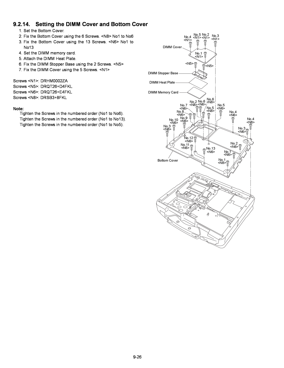 Matsushita CF-30 service manual Setting the DIMM Cover and Bottom Cover 