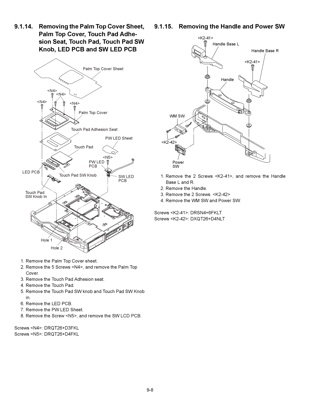 Matsushita CF-30CTQAZBM service manual Removing the Handle and Power SW 