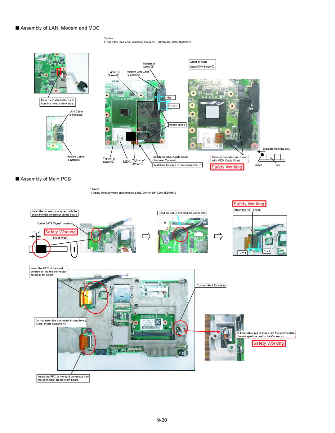 Matsushita CF-30CTQAZBM service manual Assembly of LAN, Modem and MDC, Assembly of Main PCB 