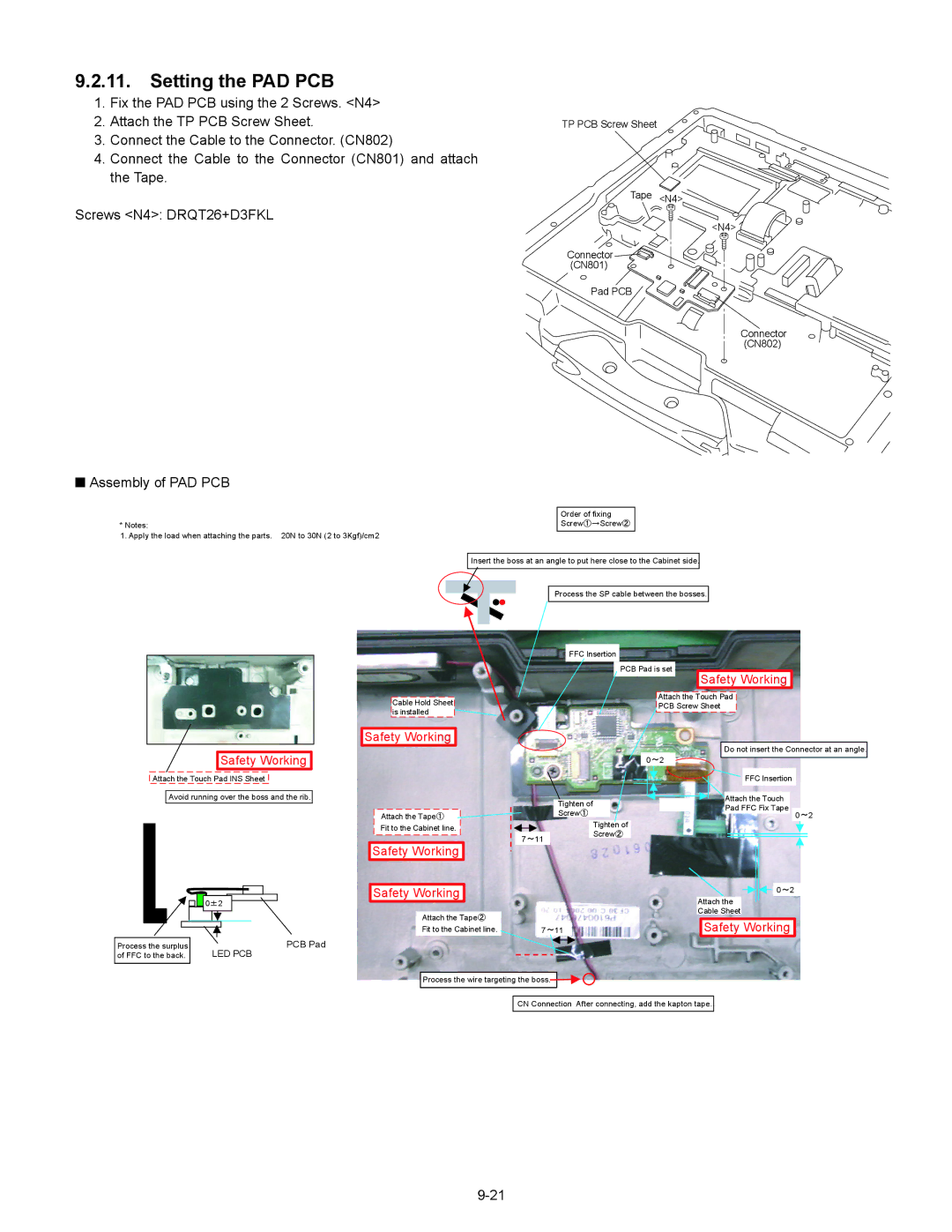 Matsushita CF-30CTQAZBM service manual Setting the PAD PCB, Assembly of PAD PCB 