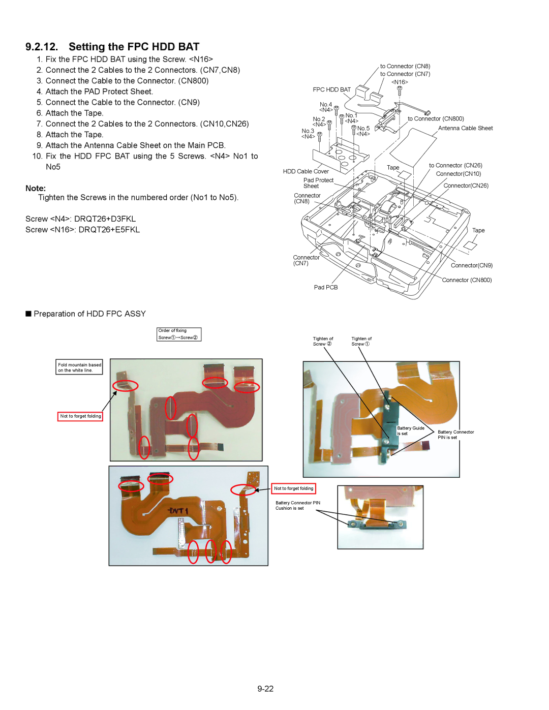 Matsushita CF-30CTQAZBM service manual Setting the FPC HDD BAT, Preparation of HDD FPC Assy 