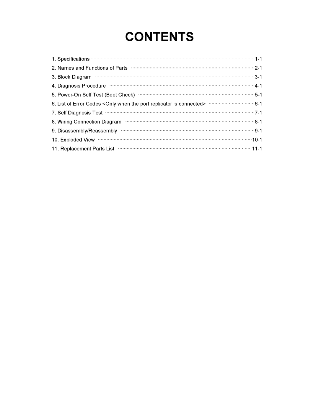 Matsushita CF-30CTQAZBM service manual Contents 