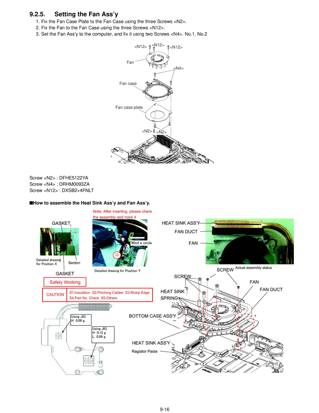 Matsushita CF-52AJYZDZM service manual Setting the Fan Ass’y 