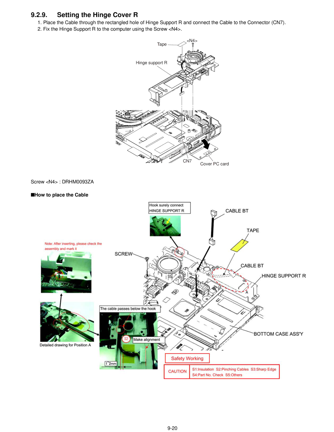 Matsushita CF-52AJYZDZM service manual Setting the Hinge Cover R, CN7 