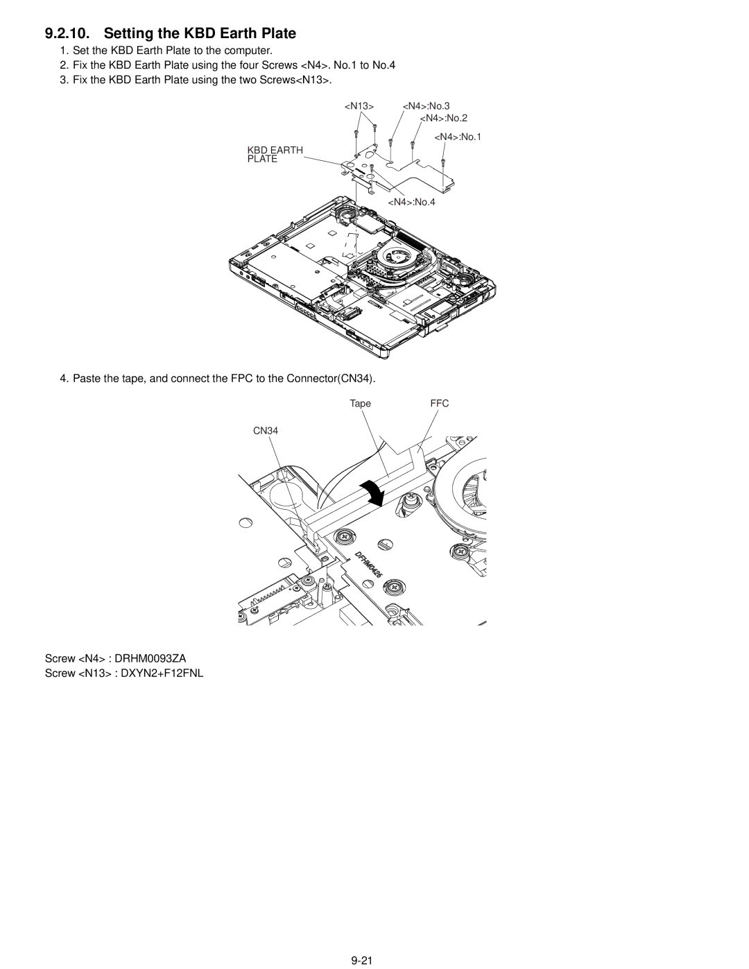 Matsushita CF-52AJYZDZM service manual Setting the KBD Earth Plate 